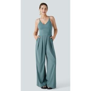 Halara Breezeful Backless Wide Leg Jumpsuit Stone Blue XS/Regular
